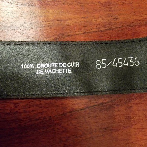 Leather and suede vintage belt, from Paris - hazy Grey / Blue colours - Picture 2 of 9